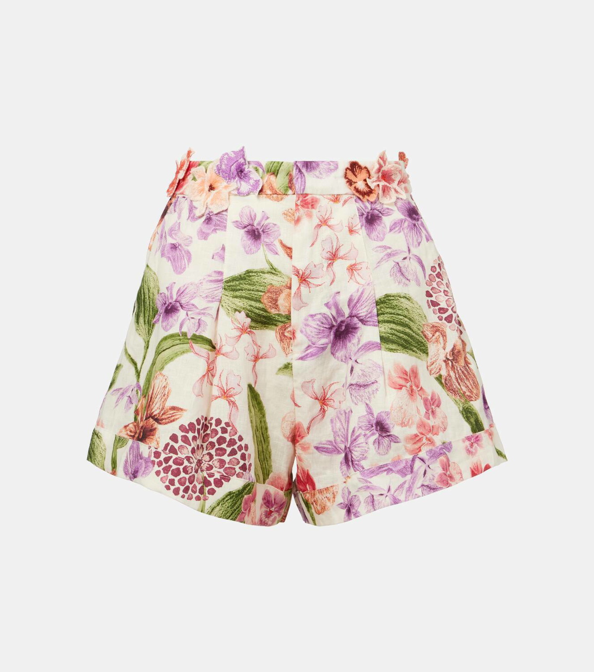 Agua by Agua Bendita Floral high-rise linen shorts