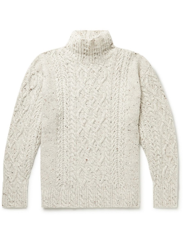 Photo: Auralee - Cable-Knit Wool and Alpaca-Blend Mock-Neck Sweater - Neutrals