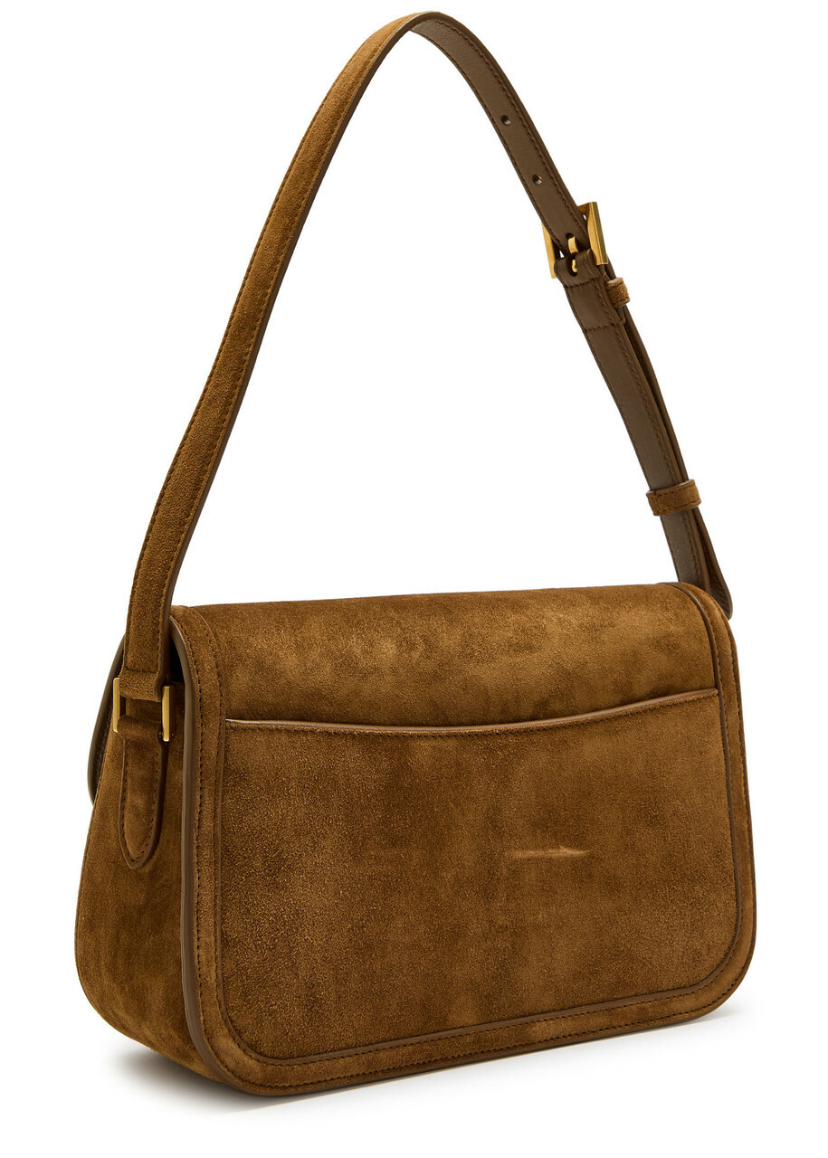 Saint Laurent Solferino Suede Shoulder bag - Brown - One Size
