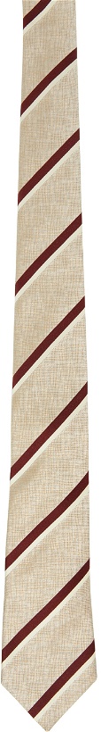 Photo: Brunello Cucinelli Beige & Burgundy Striped Tie