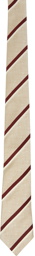 Brunello Cucinelli Beige & Burgundy Striped Tie