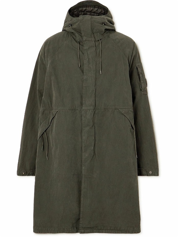 Photo: C.P. Company - Logo-Appliquéd Garment-Dyed 50 Fili Hooded Parka with Removable Quilted Shell Liner - Green