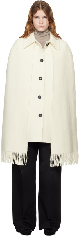 Photo: TOTEME Off-White Fringe Cape Coat