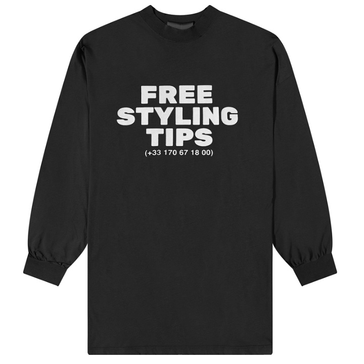 Photo: Balenciaga Men's Long Sleeve Free Styling Tips T-Shirt in Washed Black/White