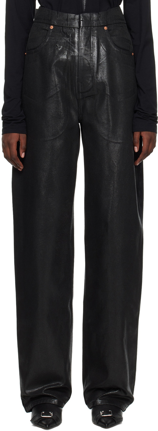 MM6 Maison Margiela Black Coated Jeans MM6 Maison Margiela