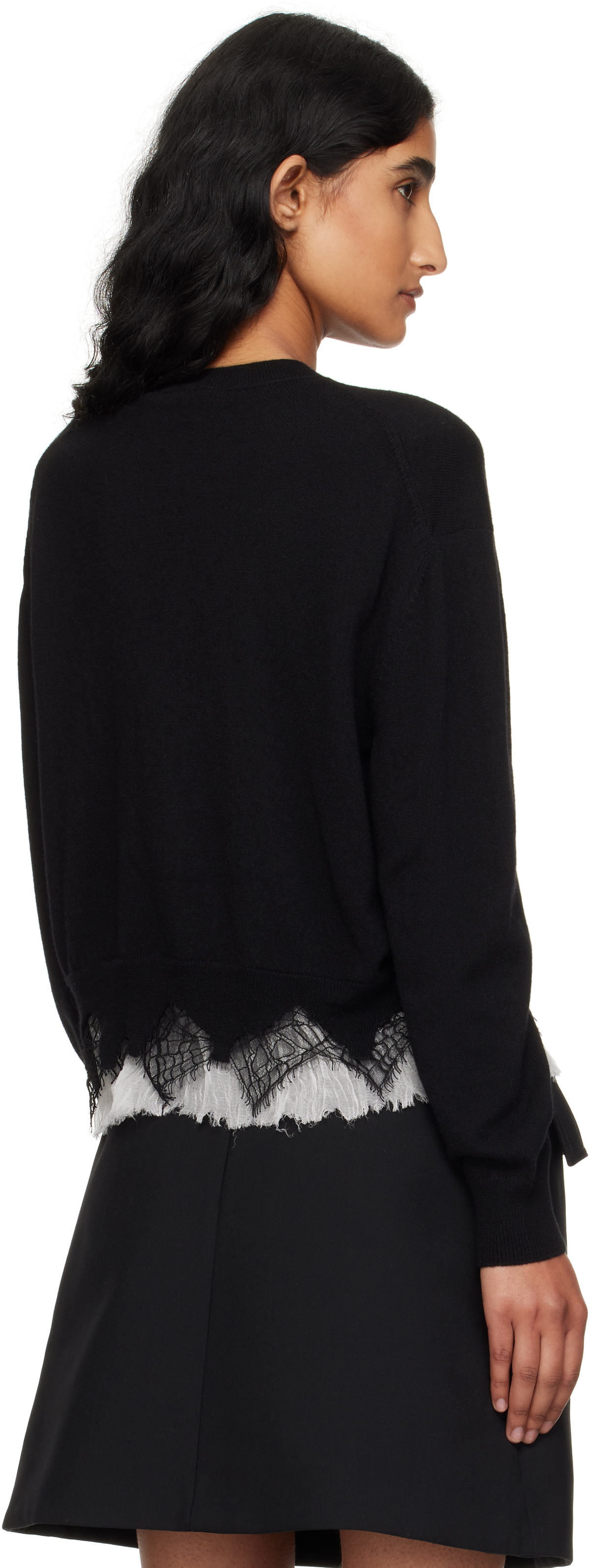 McQueen Black Cobweb Lace Cardigan