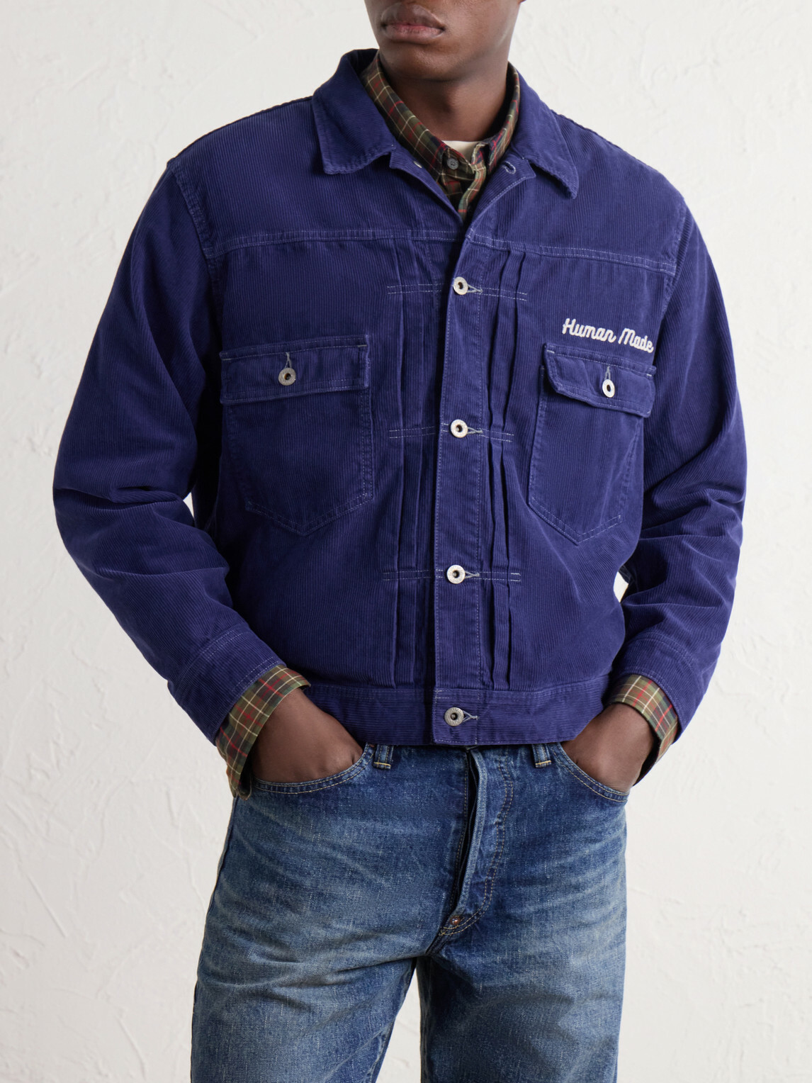Human Made - Logo-Embroidered Cotton-Corduroy Jacket - Blue