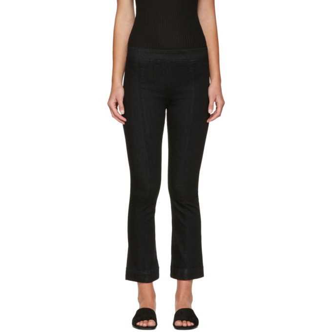 Photo: Helmut Lang Black Pull-On Crop Flare Trousers