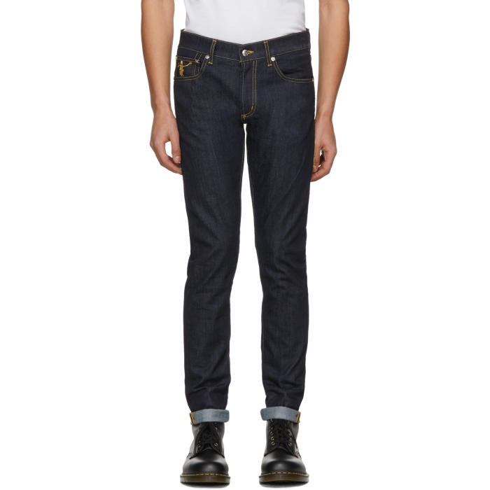 Photo: Alexander McQueen Blue Dancing Skeleton Fitted Jeans