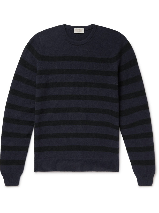 Photo: JOHN SMEDLEY - Johan Slim-Fit Recycled Cashmere and Merino Wool-Blend Sweater - Blue