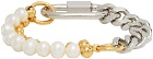 IN GOLD WE TRUST PARIS Silver & Gold Pearl Cuban Link Bracelet