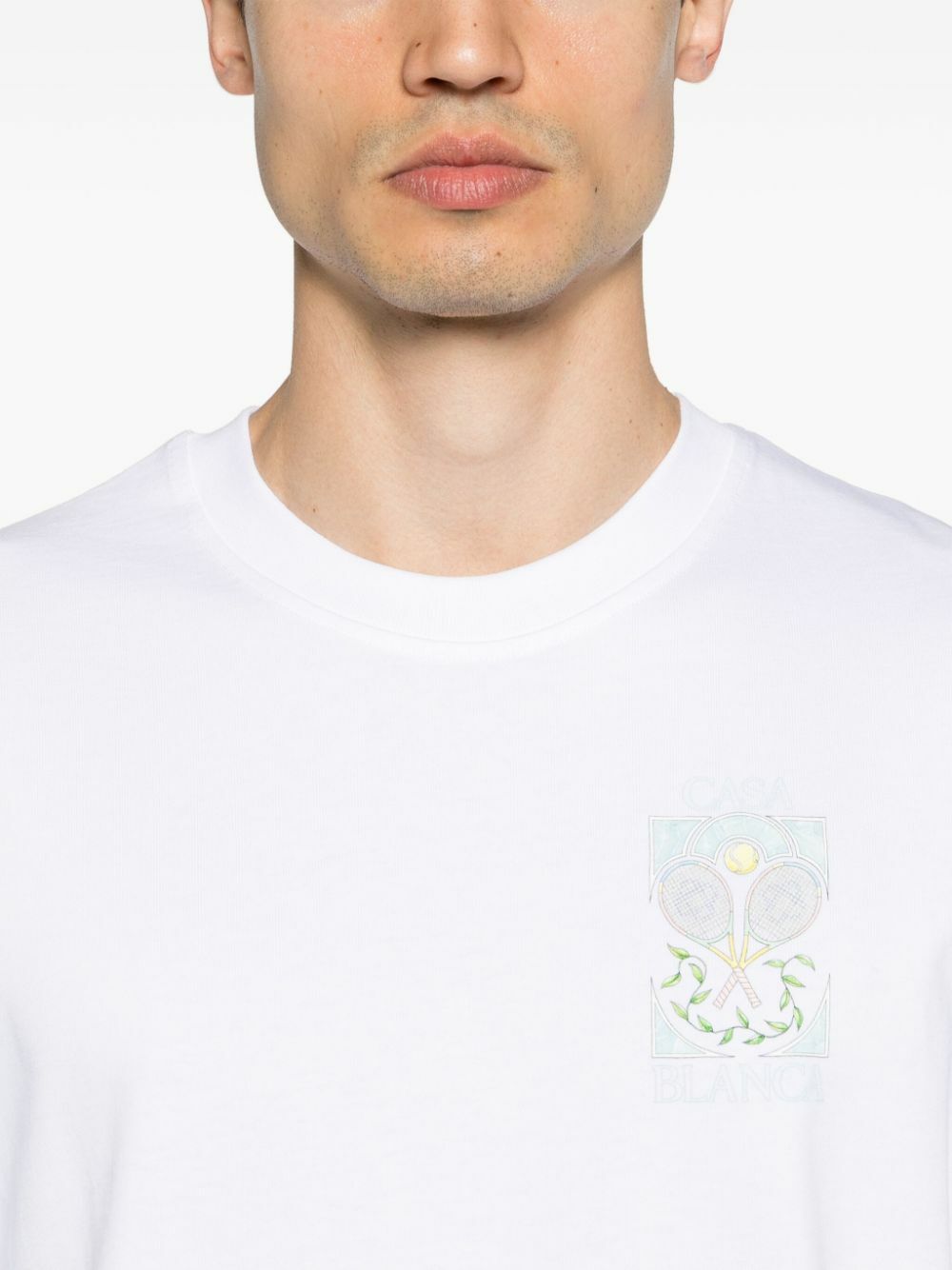 Casablanca White Logo Print Organic Cotton T-Shirt