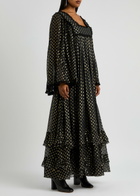 Chloe Fil Coupé Chiffon Maxi Dress Black