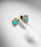 Ileana Makri Tiara 18kt gold drop earrings with diamonds and turquoise