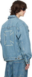 VETEMENTS Blue Biker Crosses Denim Jacket