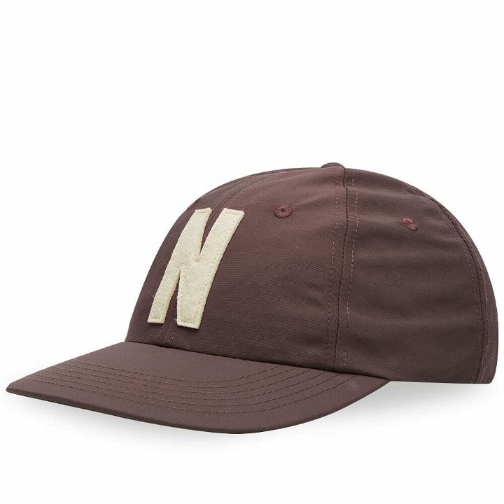 Photo: Norse Projects Men's Logo Sports Cap in Heathland Brown