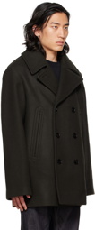 Jil Sander Green Double-Breasted Peacoat