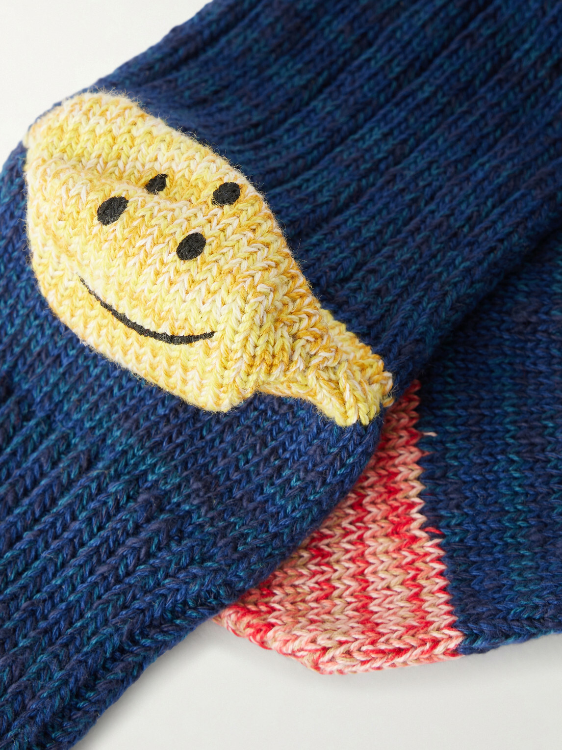 KAPITAL - Ivy Rainbowy Happy Heel Cotton and Hemp-Blend Socks - Blue