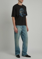 Won Hundred Houston Globe Printed Cotton T-shirt Black