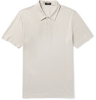 Theory - Slim-Fit Silk and Cotton-Blend Polo Shirt - Gray