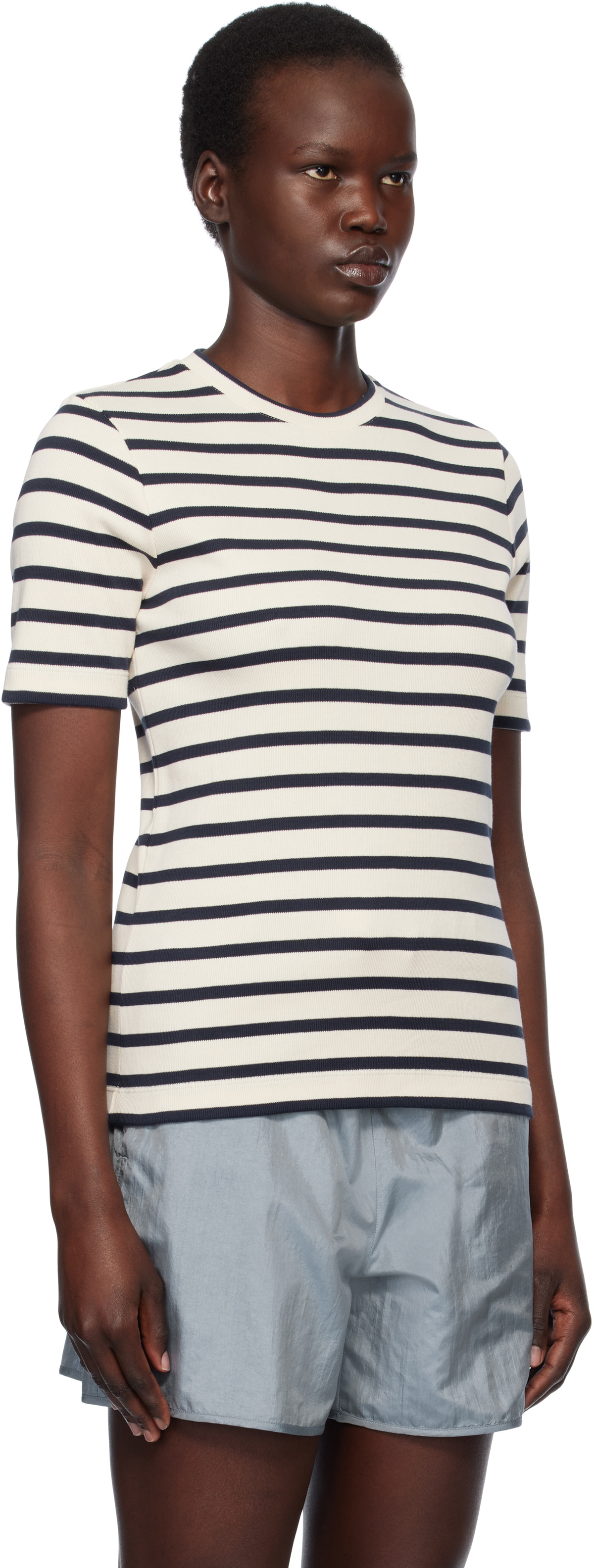 Jil Sander Off-White & Navy Crewneck T-shirt