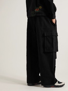 Story Mfg. - Peace Straight-Leg Organic Cotton Drawstring Cargo Trousers - Black