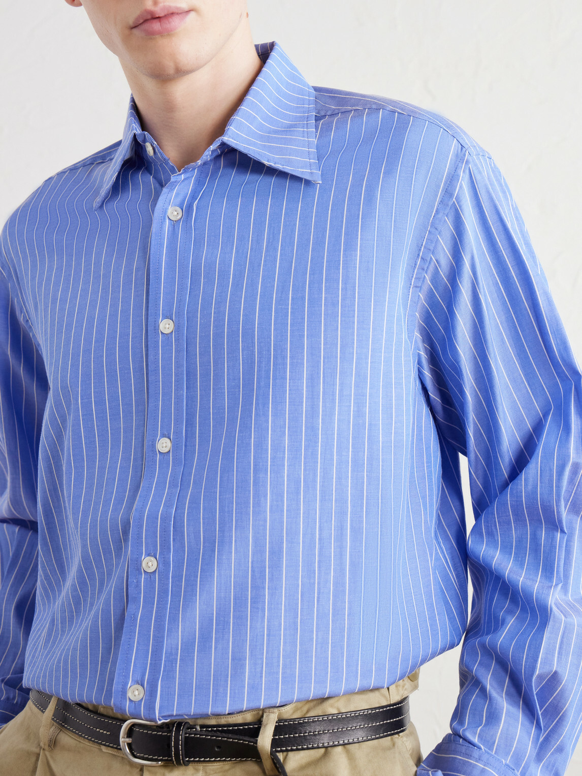 BODE - Striped Cotton-Poplin Shirt - Blue