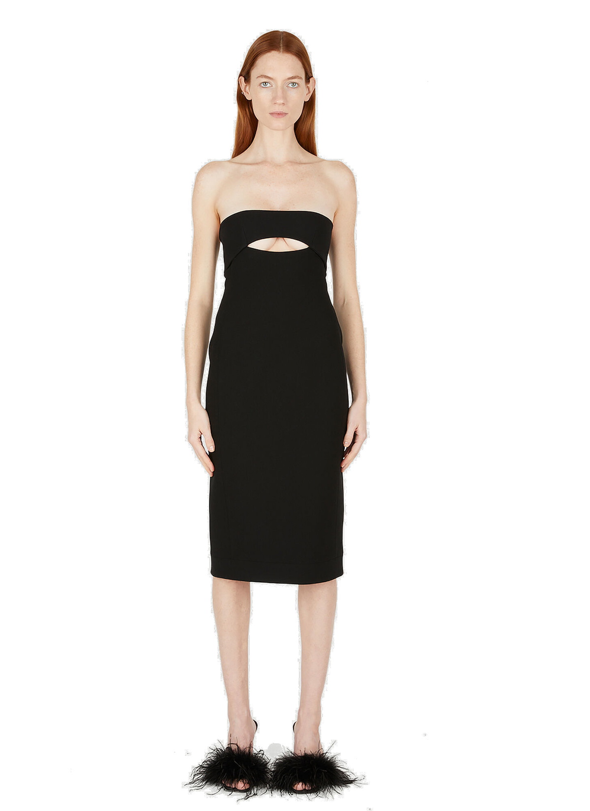 スカート Saint Laurent Cut-out midi dress Saint Laurent cut-out Midi Dress | Black | FARFETCH