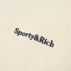 Sporty & Rich Serif Logo Hoody in Cream/Navy