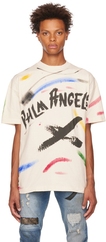 Photo: Palm Angels Off-White Brush Strokes T-Shirt
