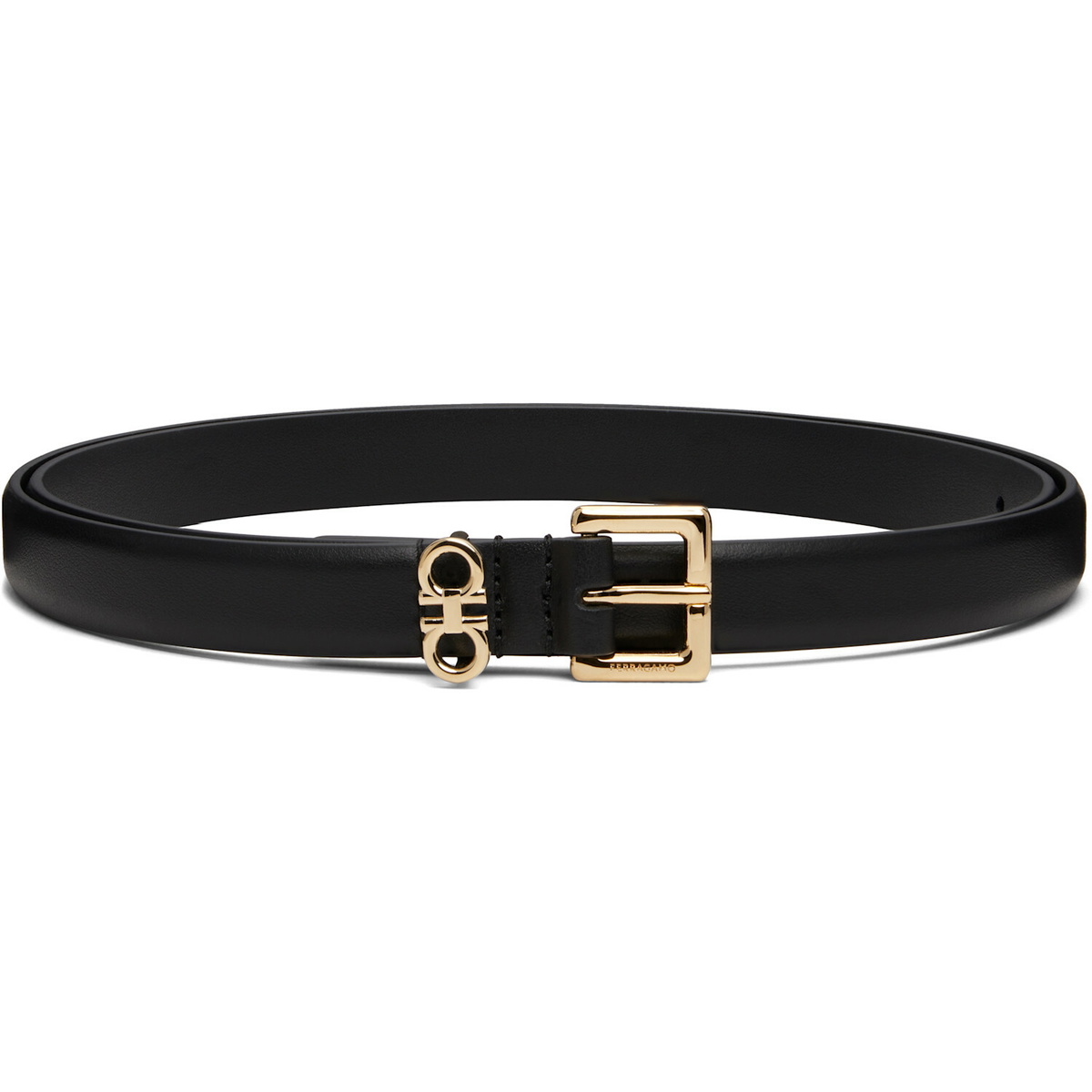 Ferragamo Black Fixed Gancini Belt