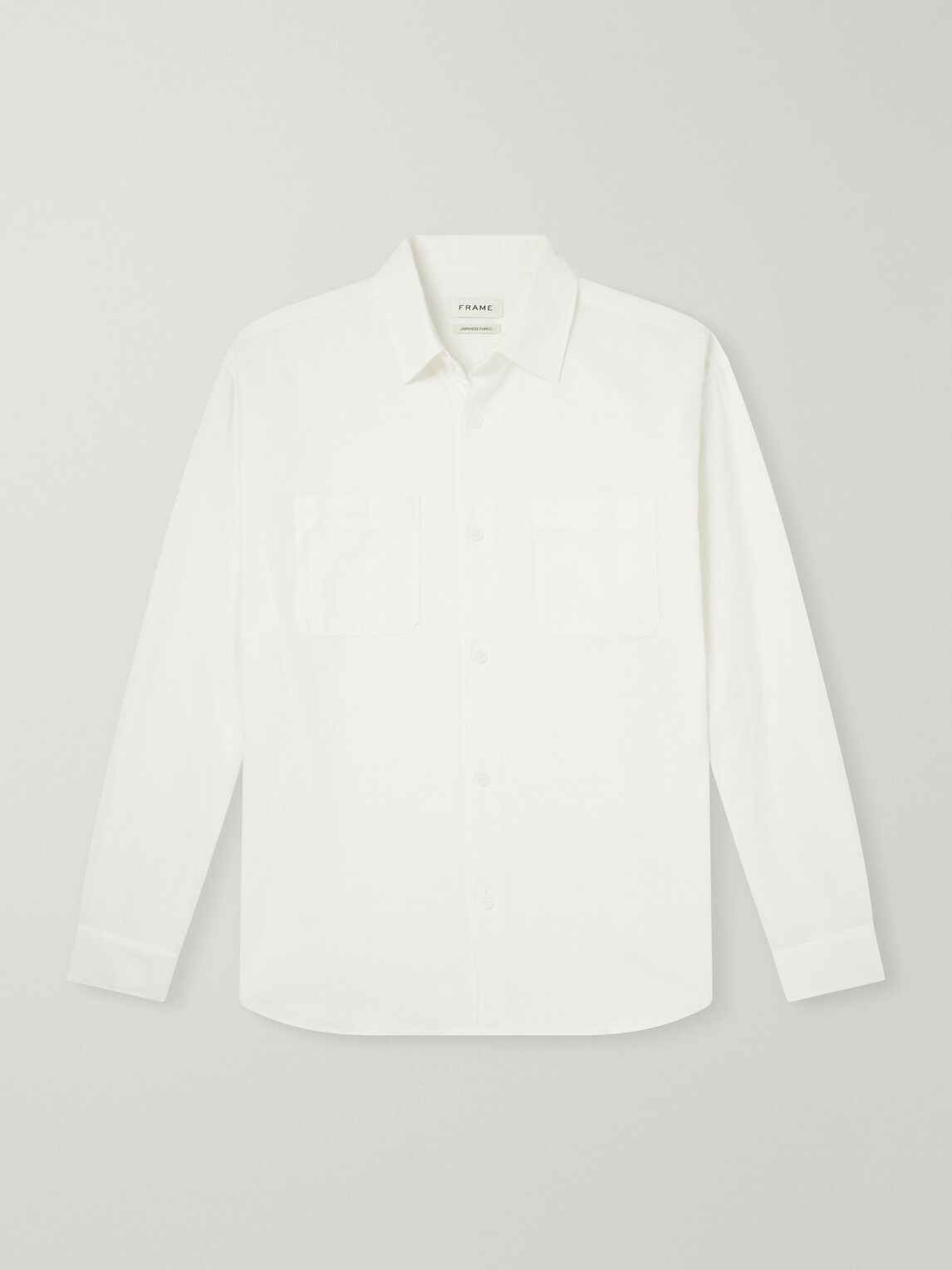 FRAME - Logo-Embroidered Cotton, Linen and Ramie-Blend Shirt - White