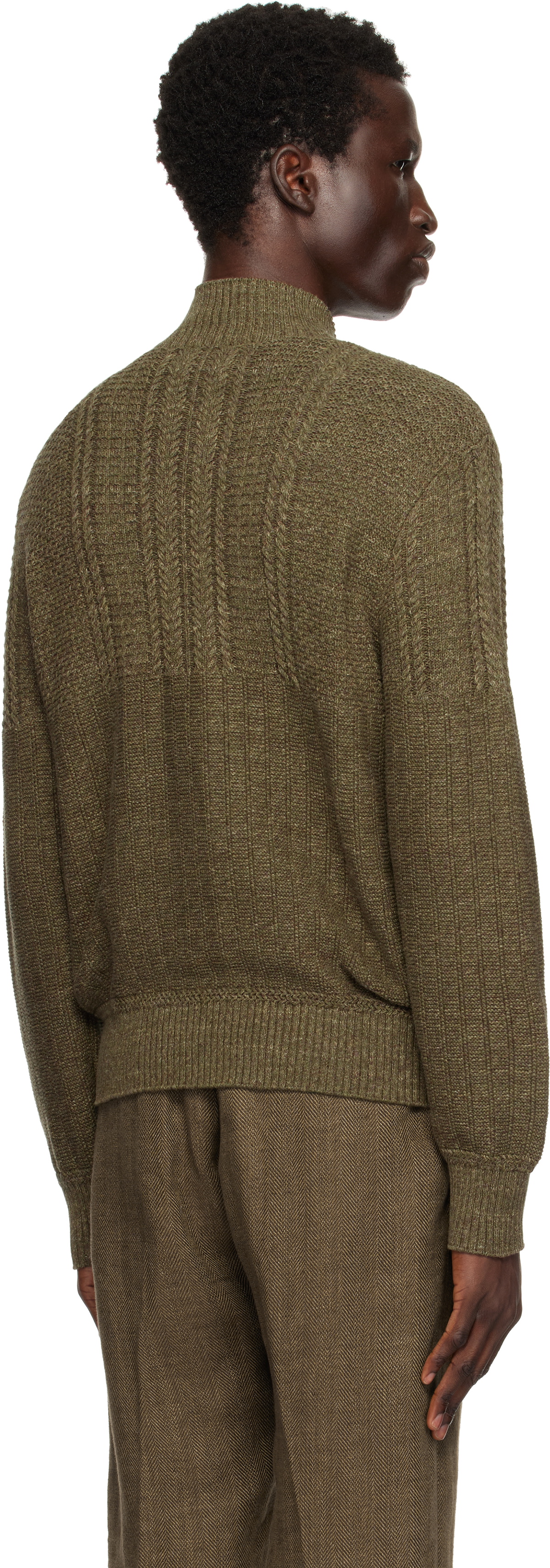 RRL Green Cotton Mockneck Sweater
