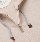 Brunello Cucinelli - Contrast-Tipped Mélange Cotton-Jersey Zip-Up Hoodie - Neutrals
