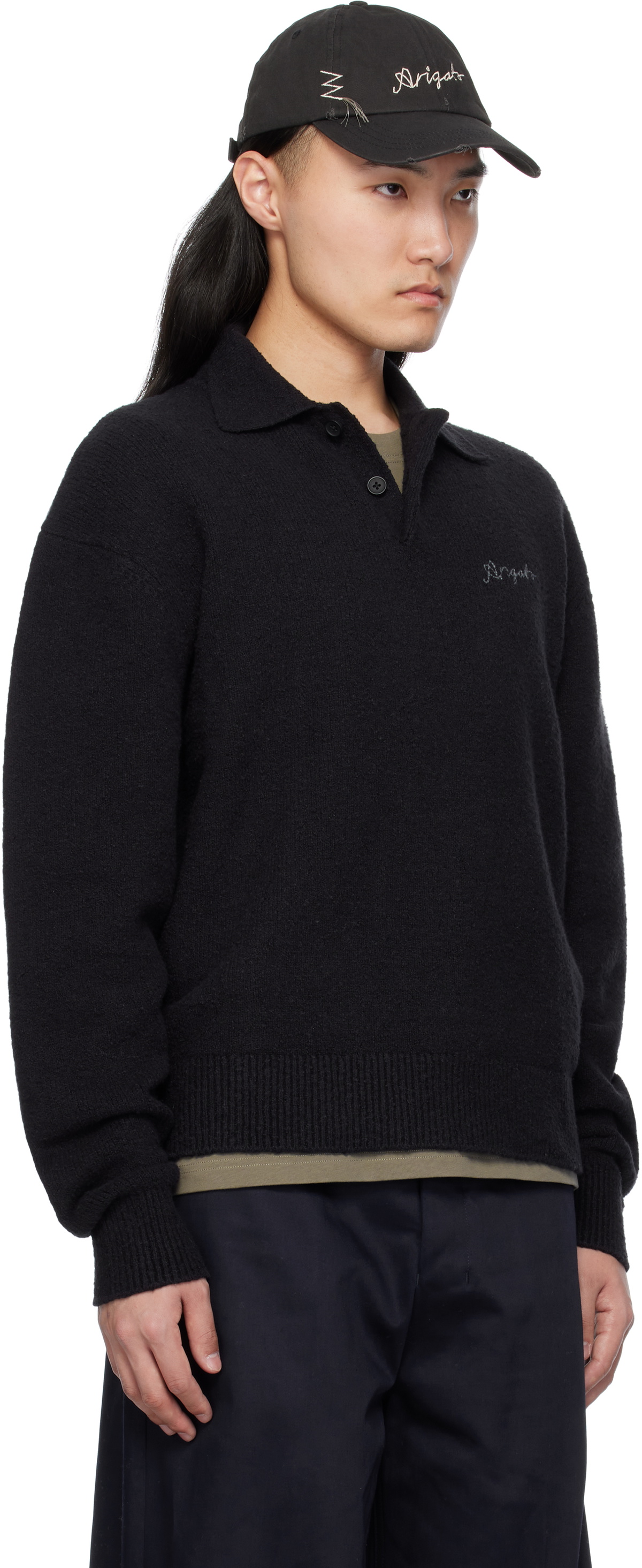Axel Arigato Black Scribble Polo Sweater Axel Arigato