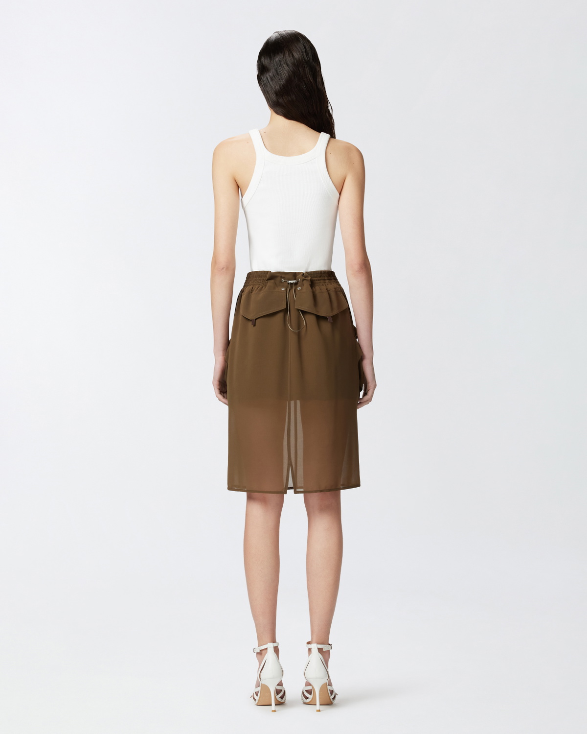 Pinko Reimagine By Pinko X Patrick Mc Dowell Ribbed Vest Top With Buckle Bright White