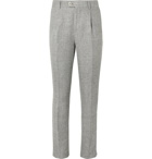 Brunello Cucinelli - Grey Slim-Fit Mélange Linen, Wool and Silk-Blend Suit Trousers - Gray