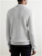 Brioni - Ribbed Cashmere, Wool and Silk-Blend Half-Zip Sweater - Gray