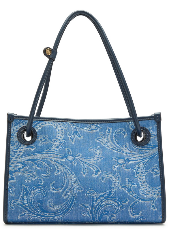 Photo: Etro Shopping Jacquard Leather and Denim Tote bag - One Size