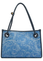 Etro Shopping Jacquard Leather and Denim Tote bag - One Size