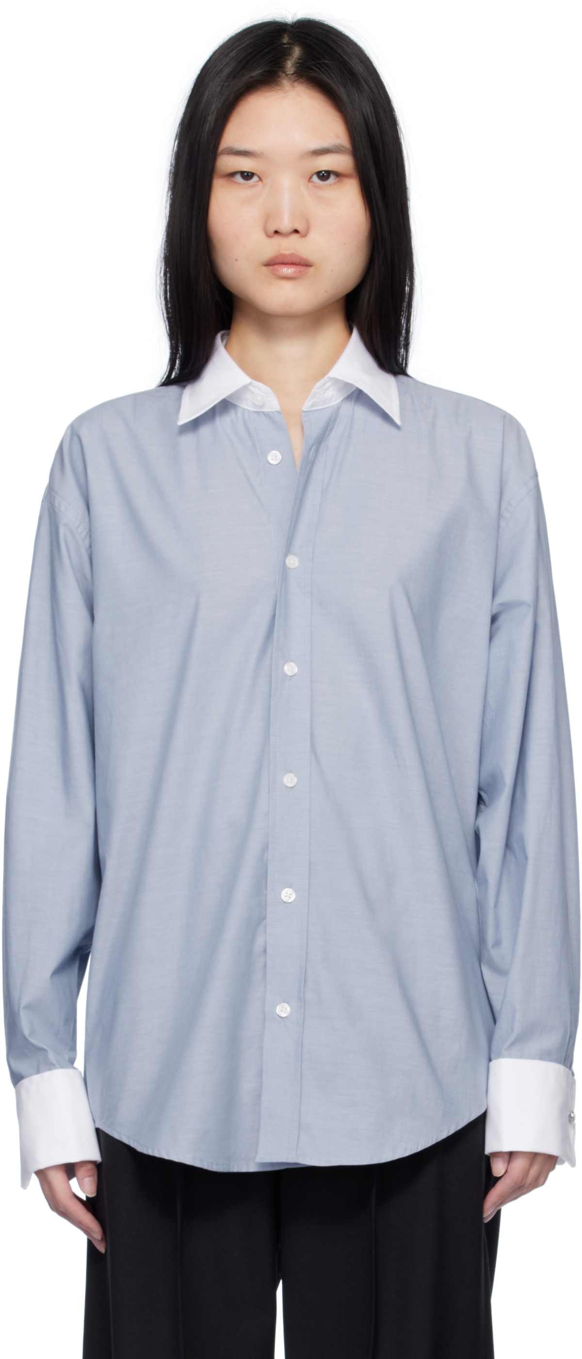 Filippa K Blue Cotton Tuxedo Shirt