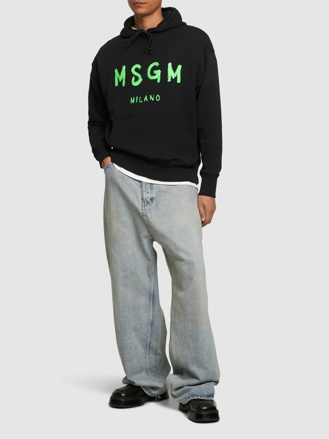 MSGM - Logo Print French Terry Hoodie MSGM