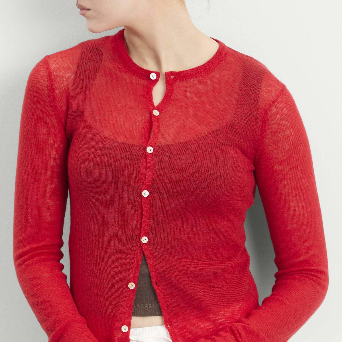 Auralee Women's Cashmere Knit Cardigan in Red/Orange