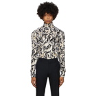 Paco Rabanne White and Gold Lame Jacquard Turtleneck