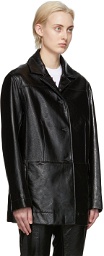 MCQ Black Faux-Leather Button Up Works Jacket