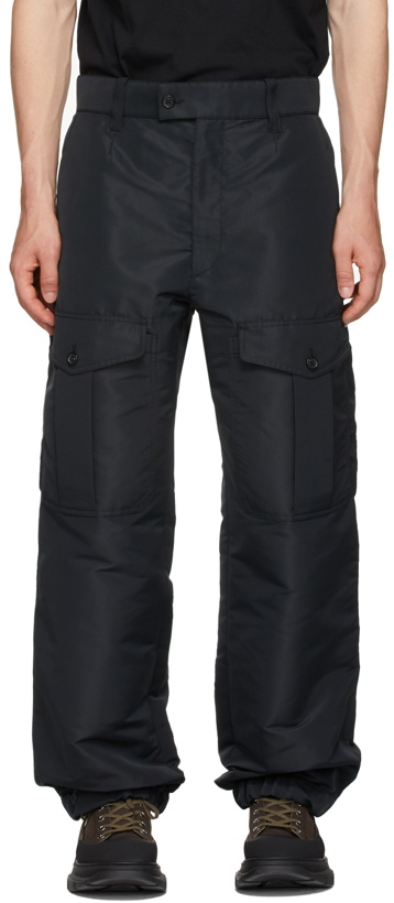 Photo: Alexander McQueen Black Faille Cargo Pants