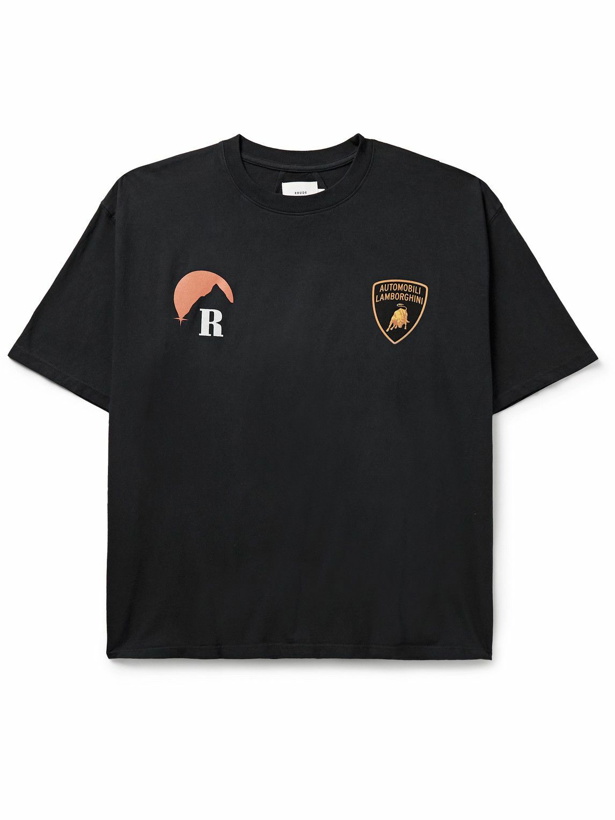 Photo: Rhude - Automobili Lamborghini Moonlight Logo-Print Cotton-Jersey T-Shirt - Black