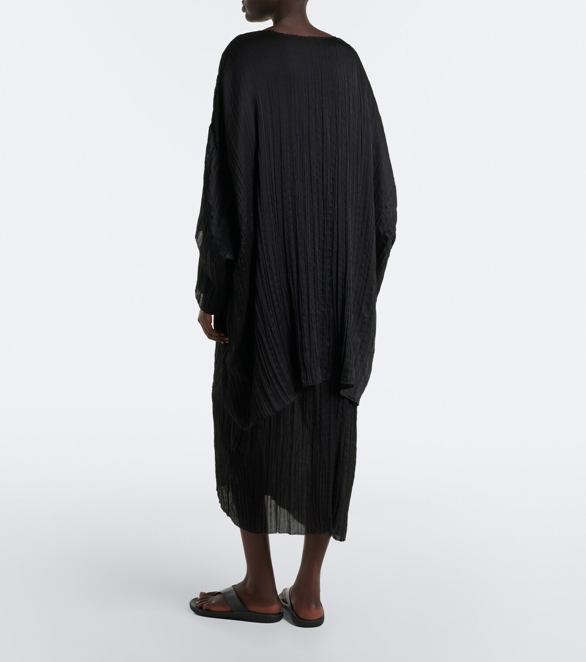 The Row Catena oversized pleated silk blouse