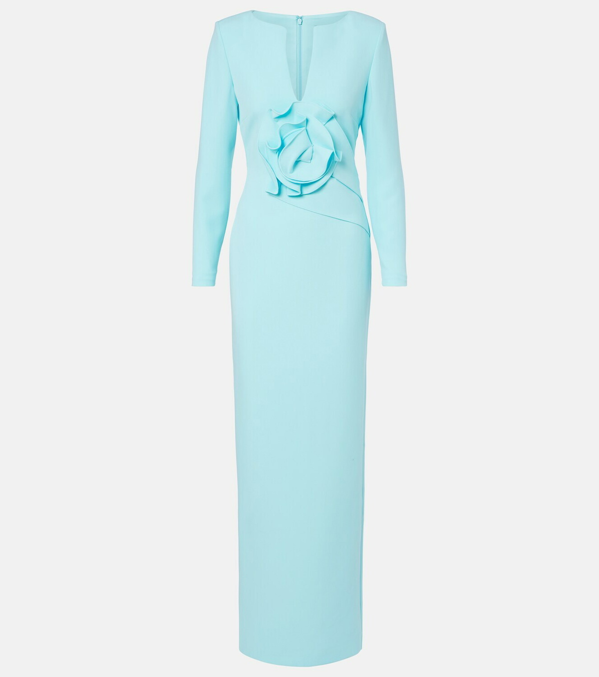 Roland Mouret Floral-appliqué crêpe gown