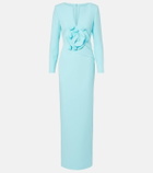 Roland Mouret Floral-appliqué crêpe gown